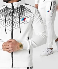 Alternative view of BMW M men's soccer suit casual sportswear Hoodie set spring thin zipper jacket + pants three piece fitness running set