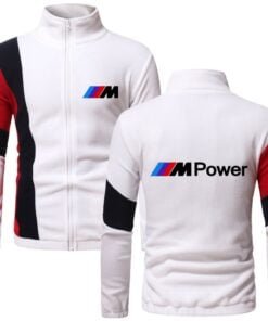 Alternative view of Jackets men Autumn Winter casual Color matching sweatshirt fashion BMW M sports car logo print jacket men Fleece zipper coats