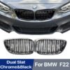 Car Front Kidney Grille Double Slat Chrome Silver Black Grill For BMW 2 Series F22 F23 2014 2015 2016 Dual Bar Auto Accessories