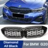 Front Bumper Kidney Grill Diamond Black Chrome Silver Style Racing Grille For BMW G20 G21 3 Series 330i 2019-2021 Accessories