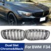 Front Kindey Grill Double Slats Chrome Silver Black Grille For Bmw 3 Series Gt F34 2013-2020 320I 328I 335I Xdrive Replacement