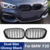 Front Kindey Grill Gloss Black Double Slat Grille For BMW 1 Series F20 F21 LCI 2016 2017 2018 2019 Dual Bar Auto Accessories