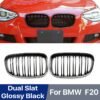 Gloss Black Car Front Bumper Kidney Grille Double Slats Grill For BMW 1 Series F20 F21 2012 2013 2014 Dual Bar Car Accessories