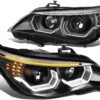 [HID Model without AFS] 3D Halo Projector HID Headlights Assembly Compatible with BMW E60 525 530 545 550 04-07, Driver and Passenger Side, Black Housing Clear Lens : Automotive