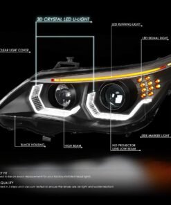 Alternative view of [HID Model without AFS] 3D Halo Projector HID Headlights Assembly Compatible with BMW E60 525 530 545 550 04-07, Driver and Passenger Side, Black Housing Clear Lens : Automotive