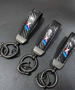 Alternative view of Leather Carbon Fiber Car Ring Keychain Trinket Zinc Alloy Keyrings Rotate 360 Degrees For Bmw X1 X2 X3 X4 X5 X6 X7 Accessories