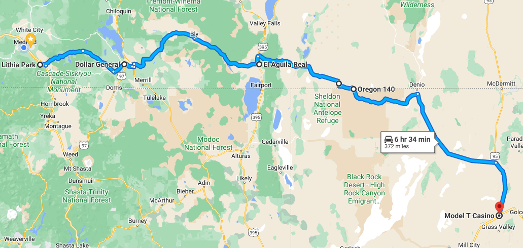 Ashland Oregon to Winnemucca Nevada