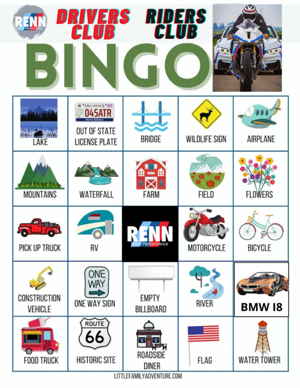 Drivers Club Bingo Card