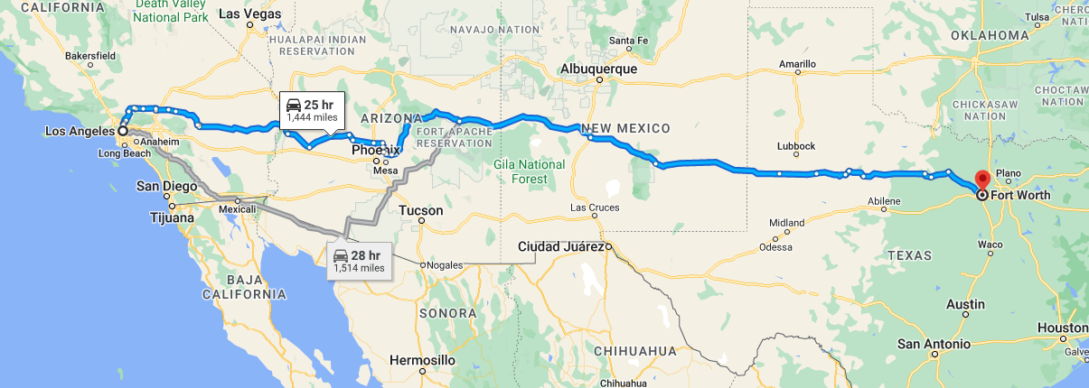 Los Angeles to fort worth