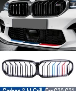 M5 Performance Front Kidney Bumper ABS Grille M Sport Carbon Fiber Grill Cover For BMW 5 Series G30 G31 G38 LCI 2020 2021 2022