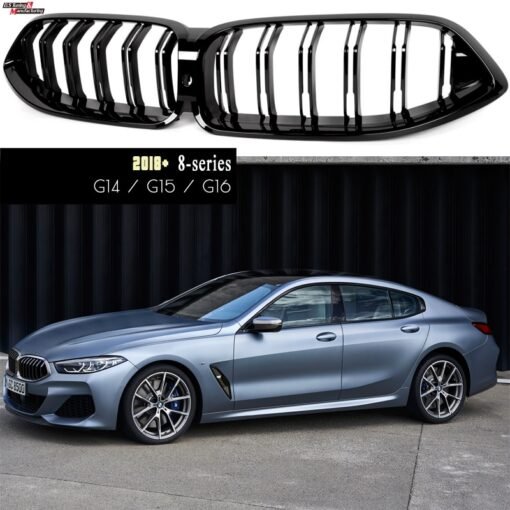 Dual Line Piano Black Front Bumper Kidney Hood Grille For BMW 8 Series G14 G15 G16 2019+ Replacement Racing Grills Car Styling