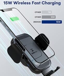 Alternative view of Wireless Car Charger, 15w Fast Charging, Auto Clamping Car Phone Mount, Cell Phone Holder Charger, for iPhone 15 14 13 12 11 Pro Max Xs, Etc. (Black)