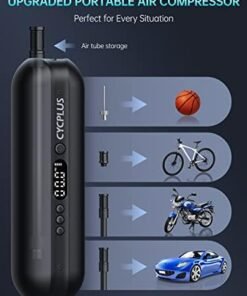 Alternative view of Electric Air Compressor Portable Bicycle Pump Car Tire Inflator, Max 150 PSI, Auto Shut-Off Air Pump with Presta and Schrader Valves for All Bicycles Motorcycles and Cars(Black)