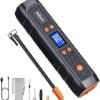 Portable Tire Inflator and Air Compressor - 150PSI Cordless Pump with 6000mAh Battery for Cars, Bikes, Motors - Pressure Gauge, LED Light, Orange