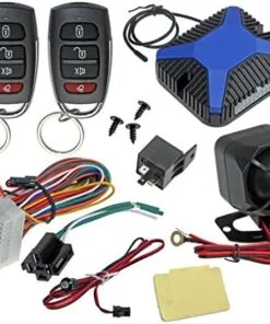 Car Alarm Security & Keyless Entry System, Trunk Pop with Two 4-Button Remotes, Car Alarm System, Door Lock/Unlock, Keyless Key Fob