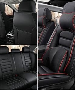 Alternative view of Luxury Car Seat Covers for BMW 328d 2014-2018,Waterproof Soft Breathable PU Leather Seat Cover with Storage Pockets(Black&Red,Full Set with Pillow)  Automotive